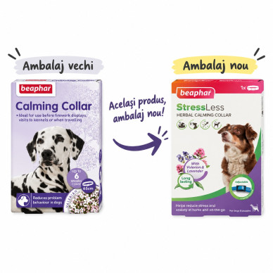Zgardă Beaphar Anti-Stress câine, 65 cm – calm natural în situații stresante
